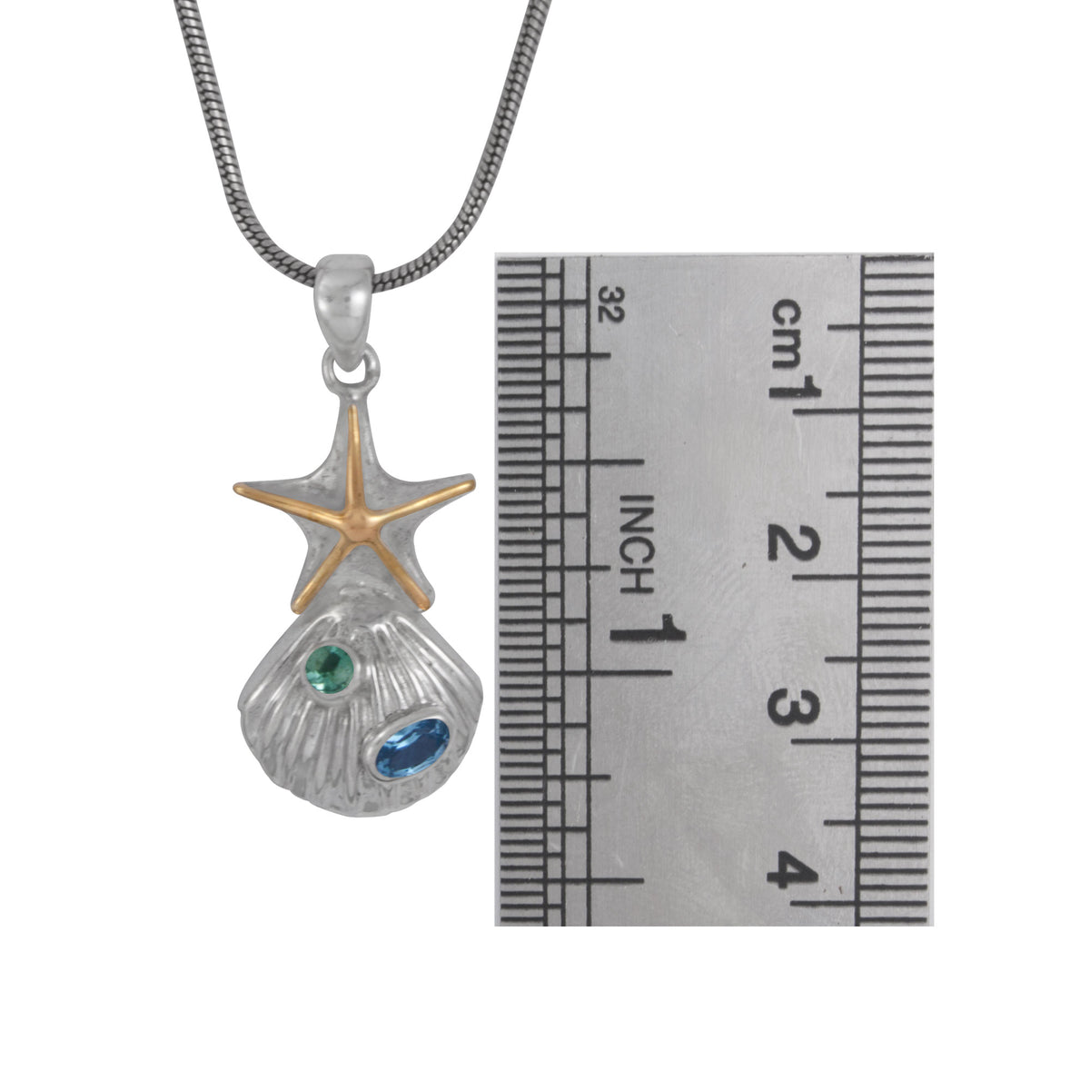 Silver Pendant Star Champ Component With Green Topaz And London Blue Topaz
