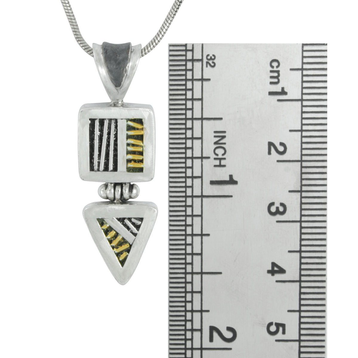 Silver Pendant With Texture Sqare &amp; Triangle Component