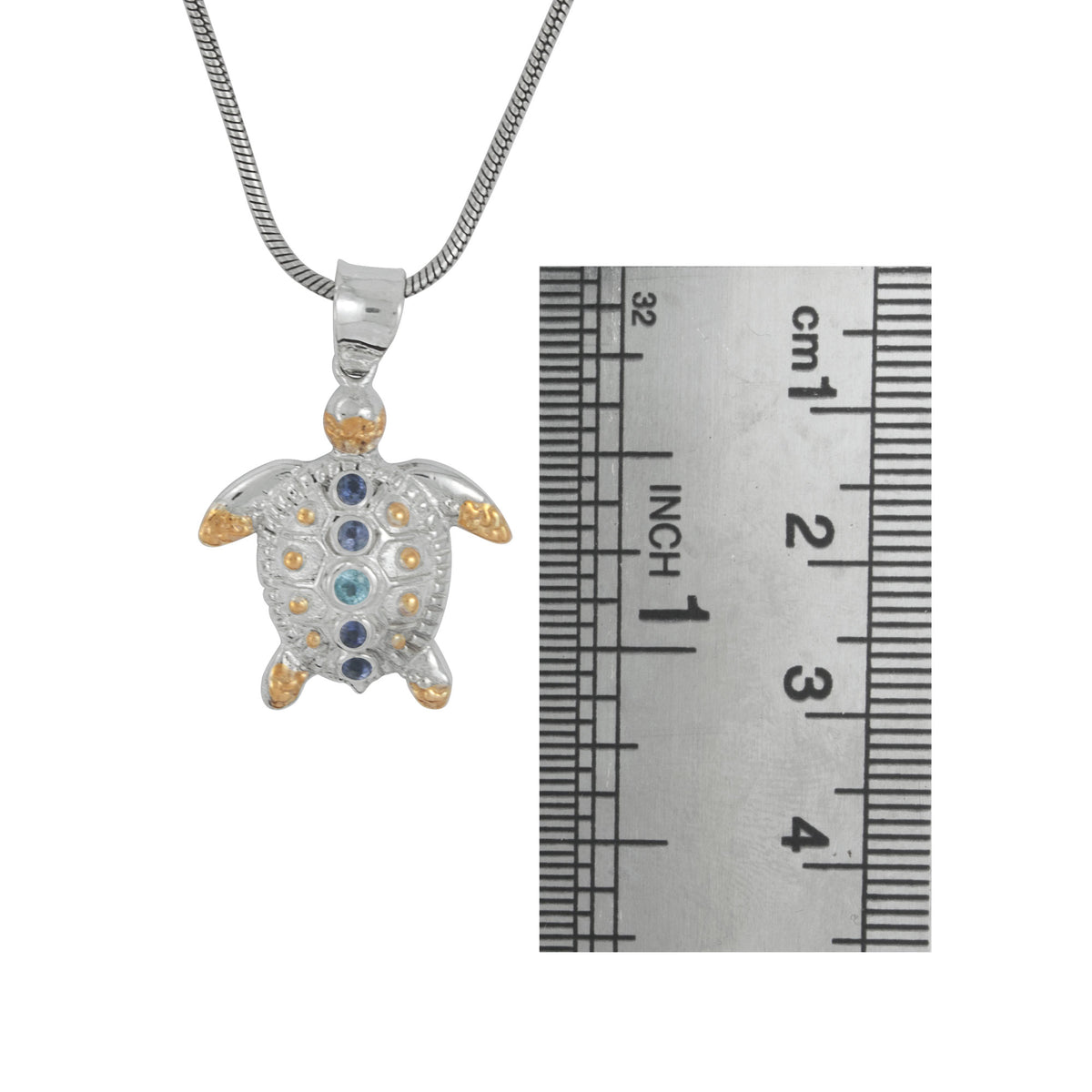 Silver Turtle Pendant encrusted with gem stones
