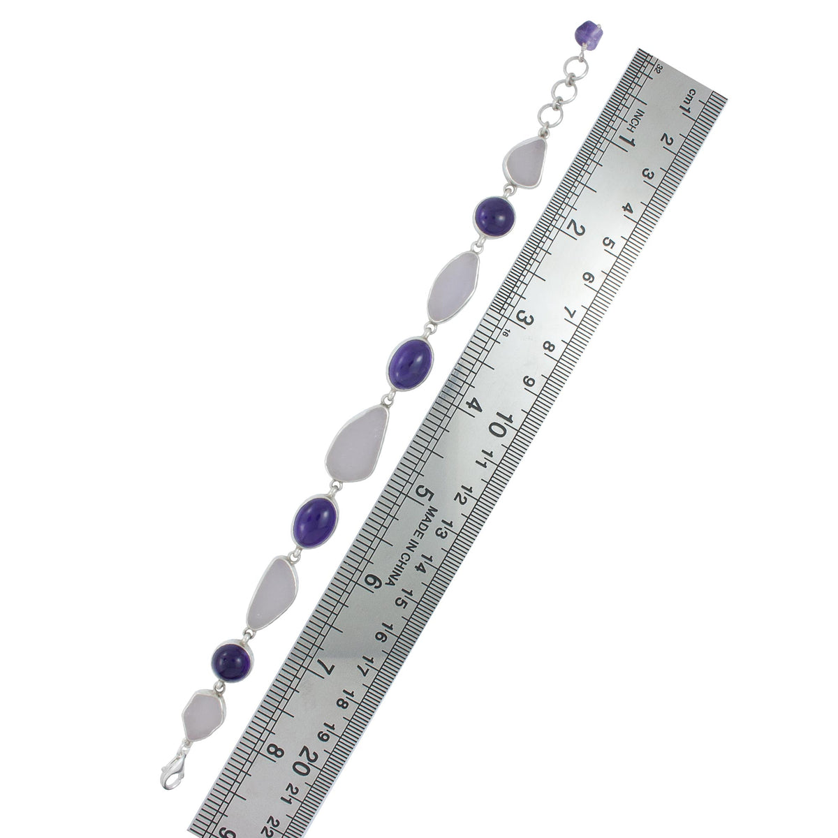 Stunning Amythyst &amp; Lavander Seaglass Bracelet