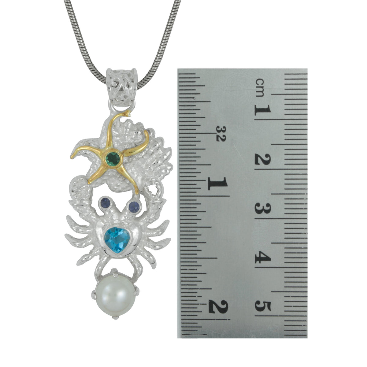 Transform your Style with this Exquisite Blue Topaz and Pearl Sterling Silver Pendant