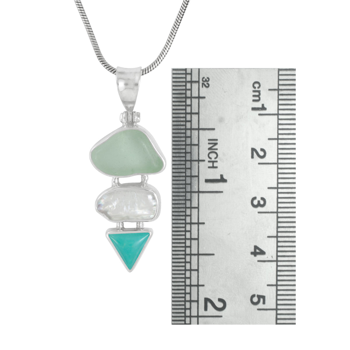 Turqoise and Aqua Sea Glass Pendant