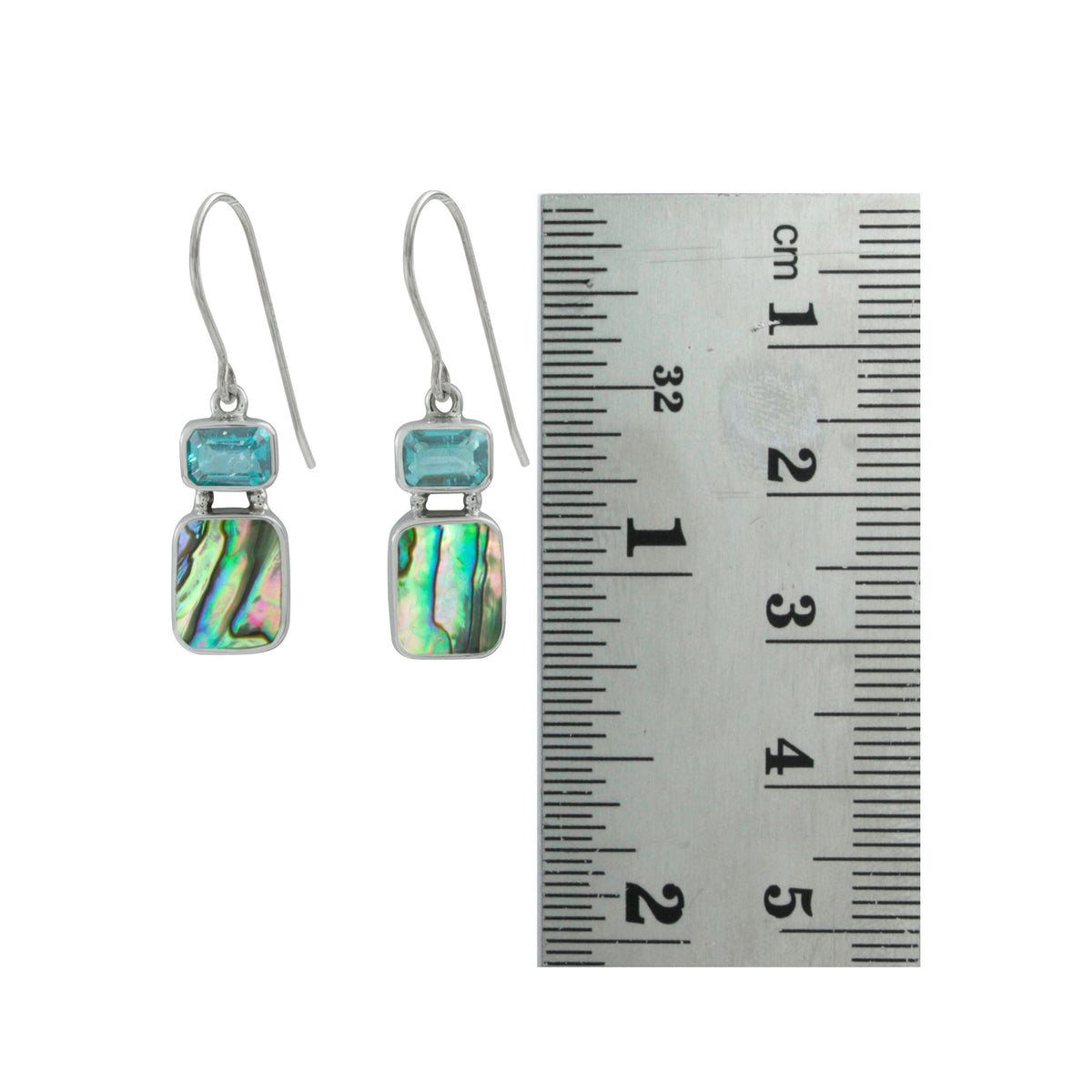 Shimmering Paua Shell and Green Topaz Earrings