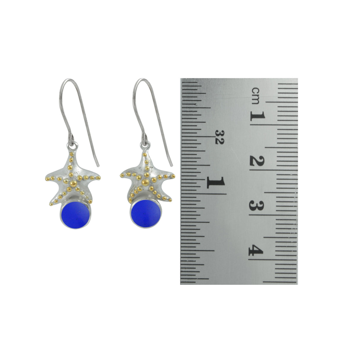 Charming Starfish &amp; Sea Glass Earring