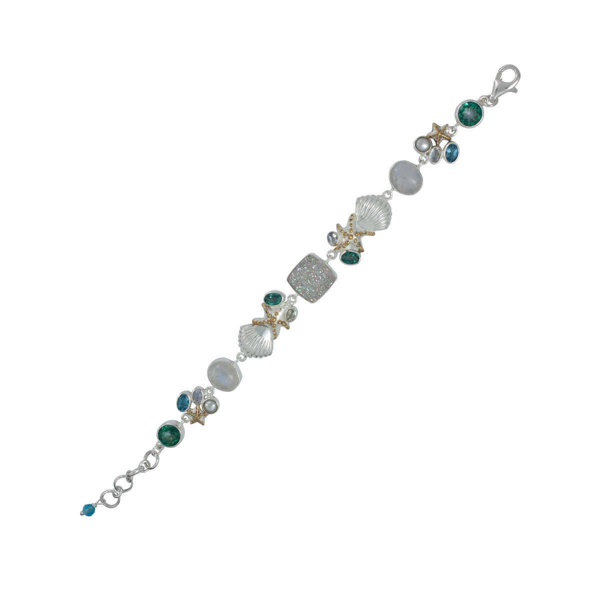 Exquisite Sealife Bracelet with Gemstones and Druze