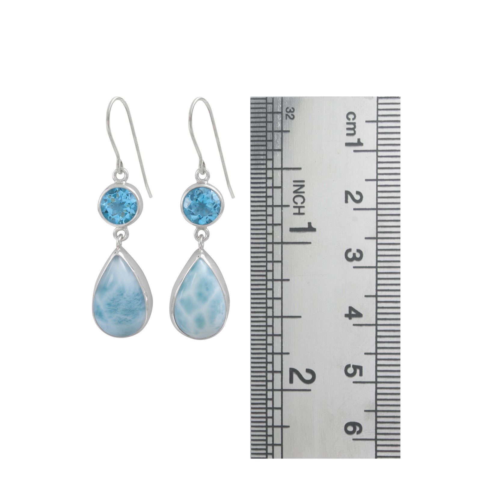 Exquisite Blue Topaz and Larimar Drop Earring