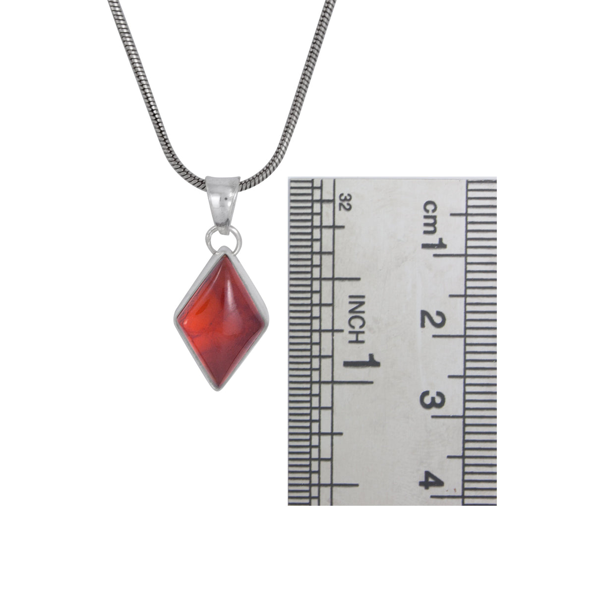 Silver Pendant With Amber Diaomond Stone