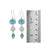 Sterling Silver Earring With Larimar Oval, Druzy Opal Round, And Blue Topaz