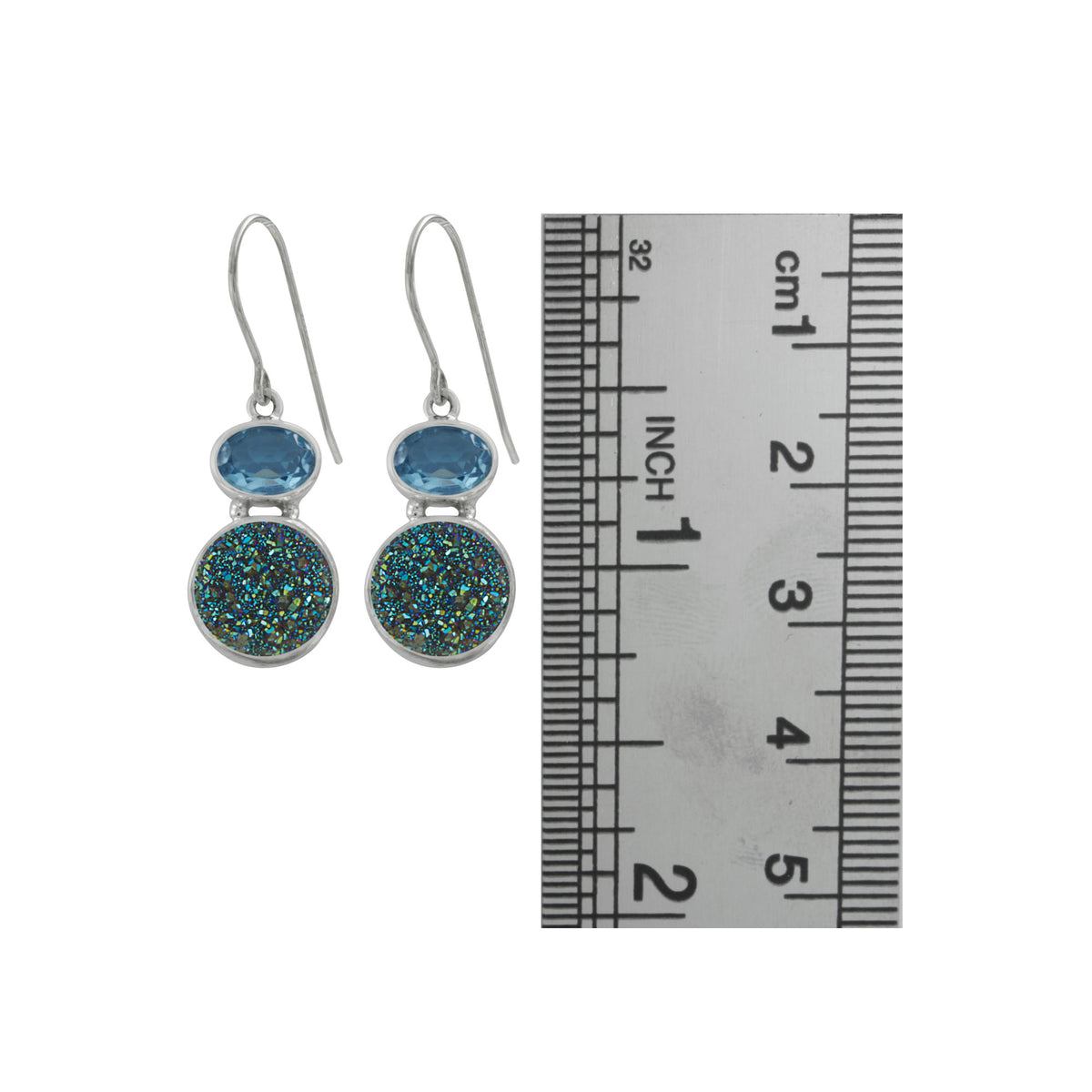 Blue Topaz &amp; Druzy Earring