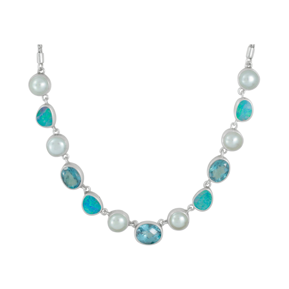 Gorgeous Opal Necklace with Pearl &amp; Green Topaz