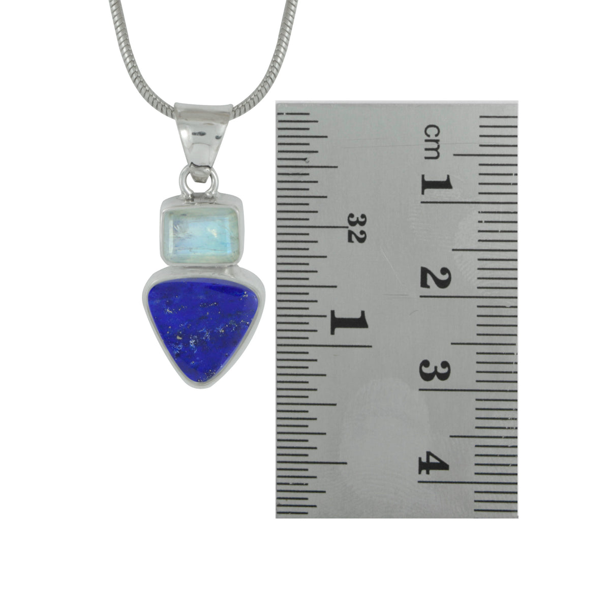 Every Day Elegance  featuring this Rainbow Moonstone and Lapis Lazuli sterling silver pendant