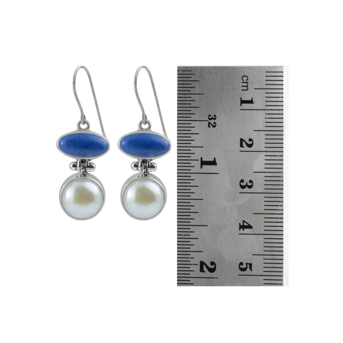 Every Day Elegance featuring Lapis and Pearl sterling silver earring