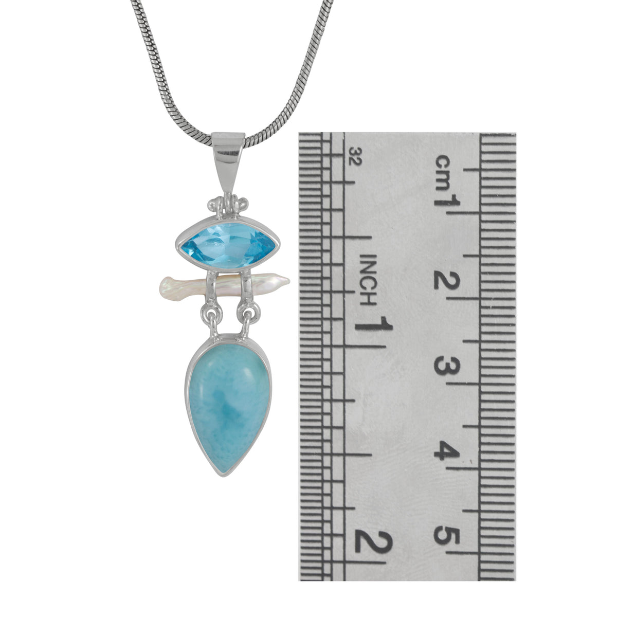 Exquisite Larimar &amp; Blue Topaz Pendant