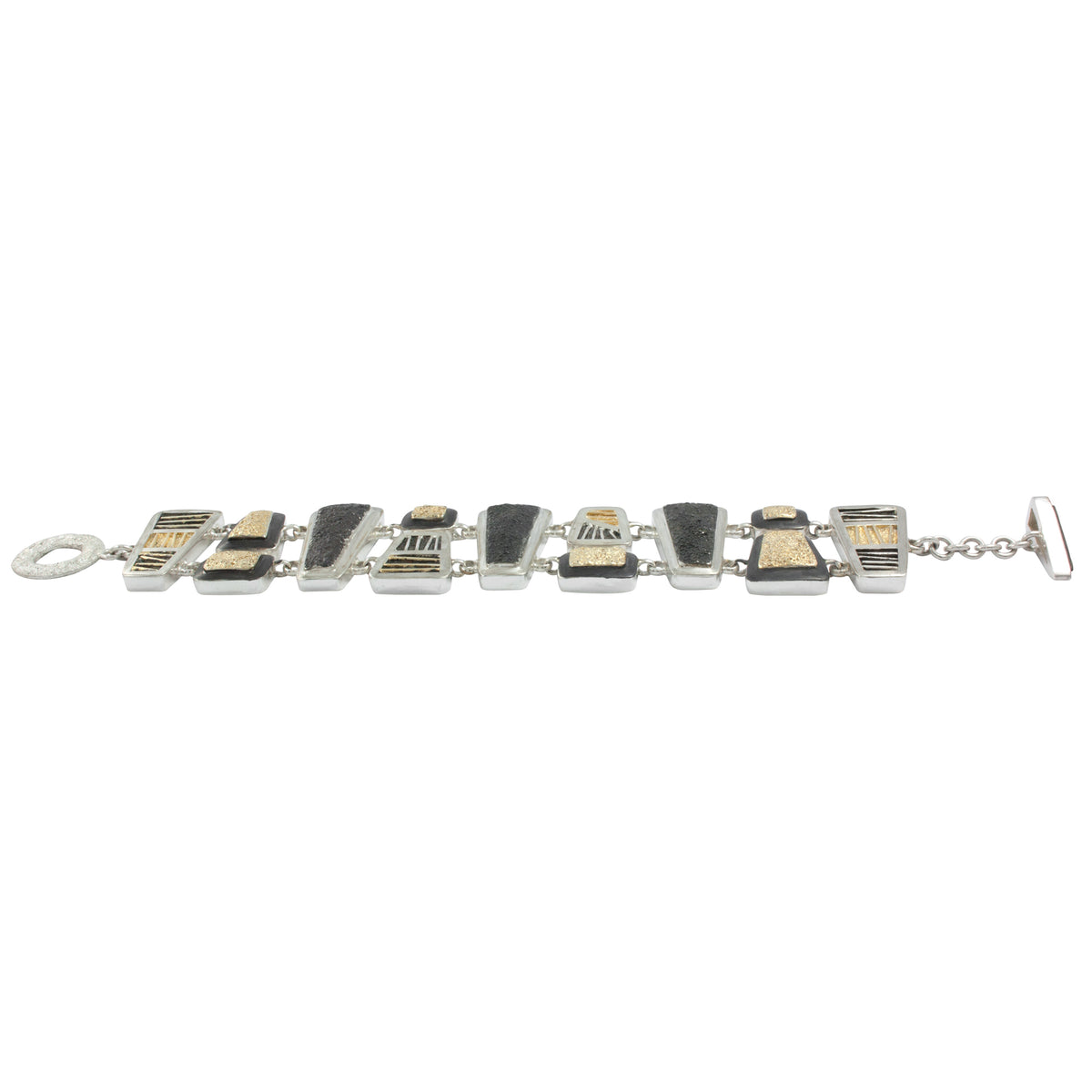 Geometric 2 Tone Silver &amp; Gold Bracelet