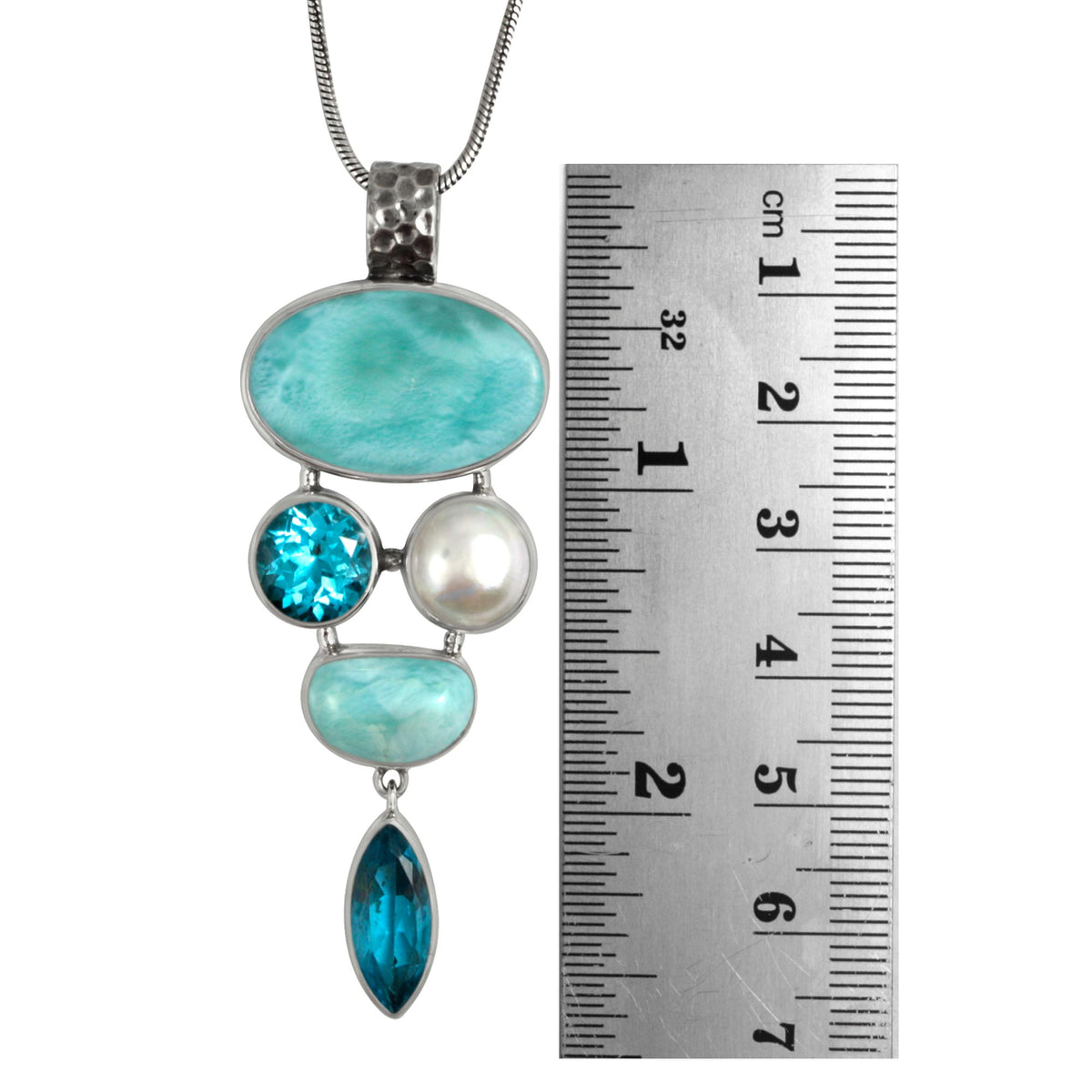 Stunning Larimar &amp; Blue Topaz Pendant