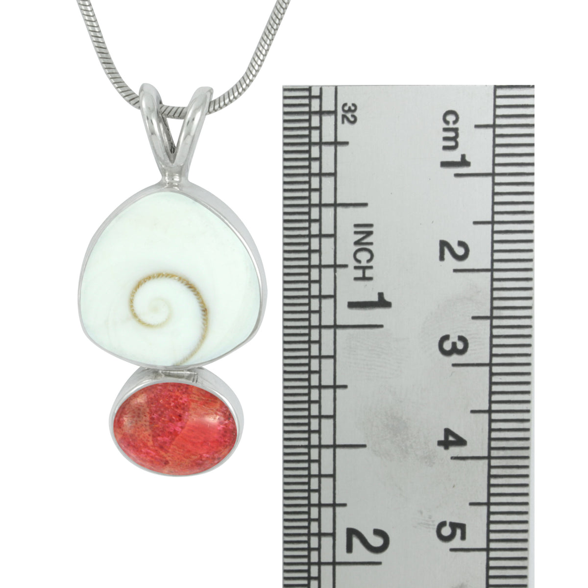 Coral &amp; Shiva Shell Pendant