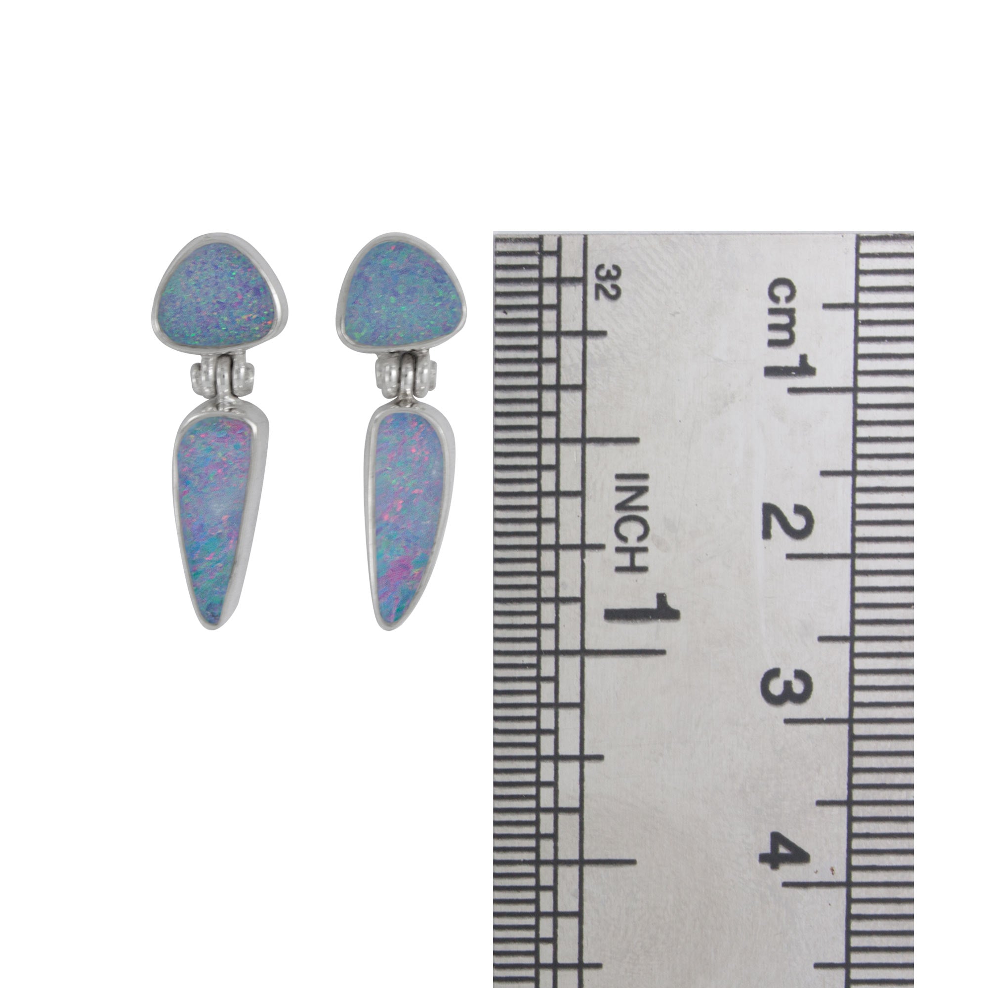 Silver Earring Stud With 2 Free Form Opal