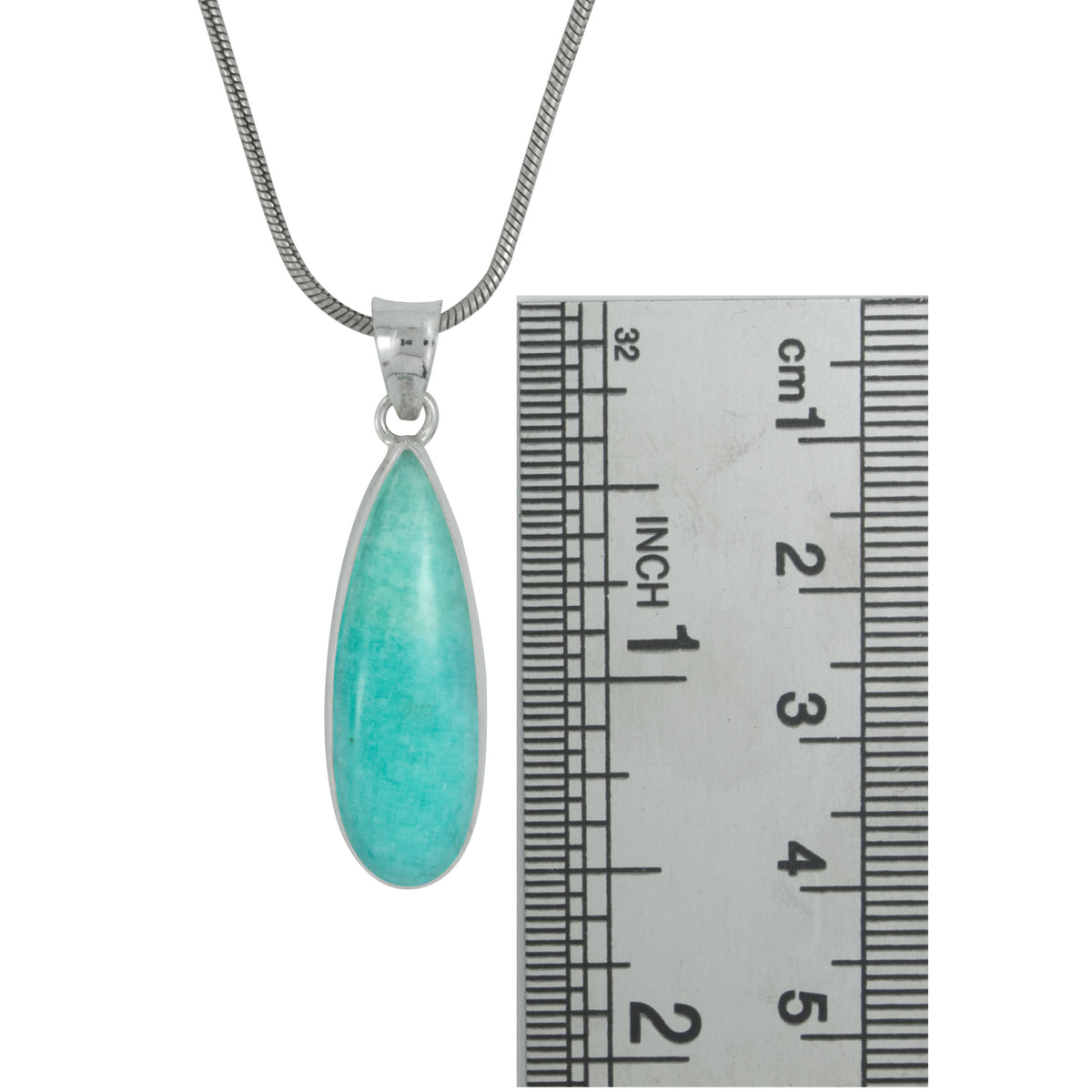 Silver Pendant With Amozonite Pear Stone