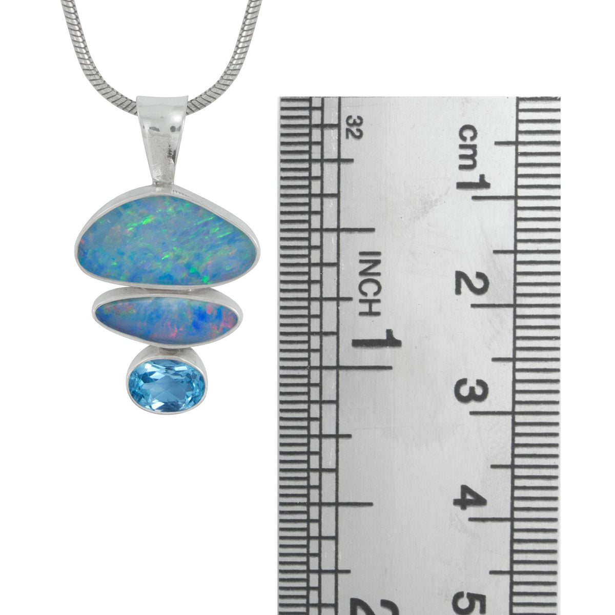 Gorgeous Opal Pendant with Blue Topaz