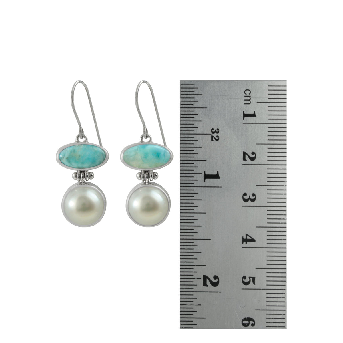Larimar and Pearl Earring