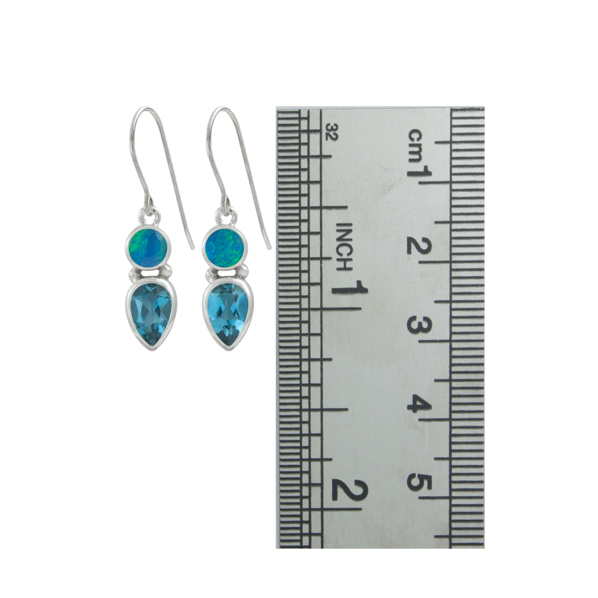 Gorgeous Australian Opal and Blue Topaz Earrings