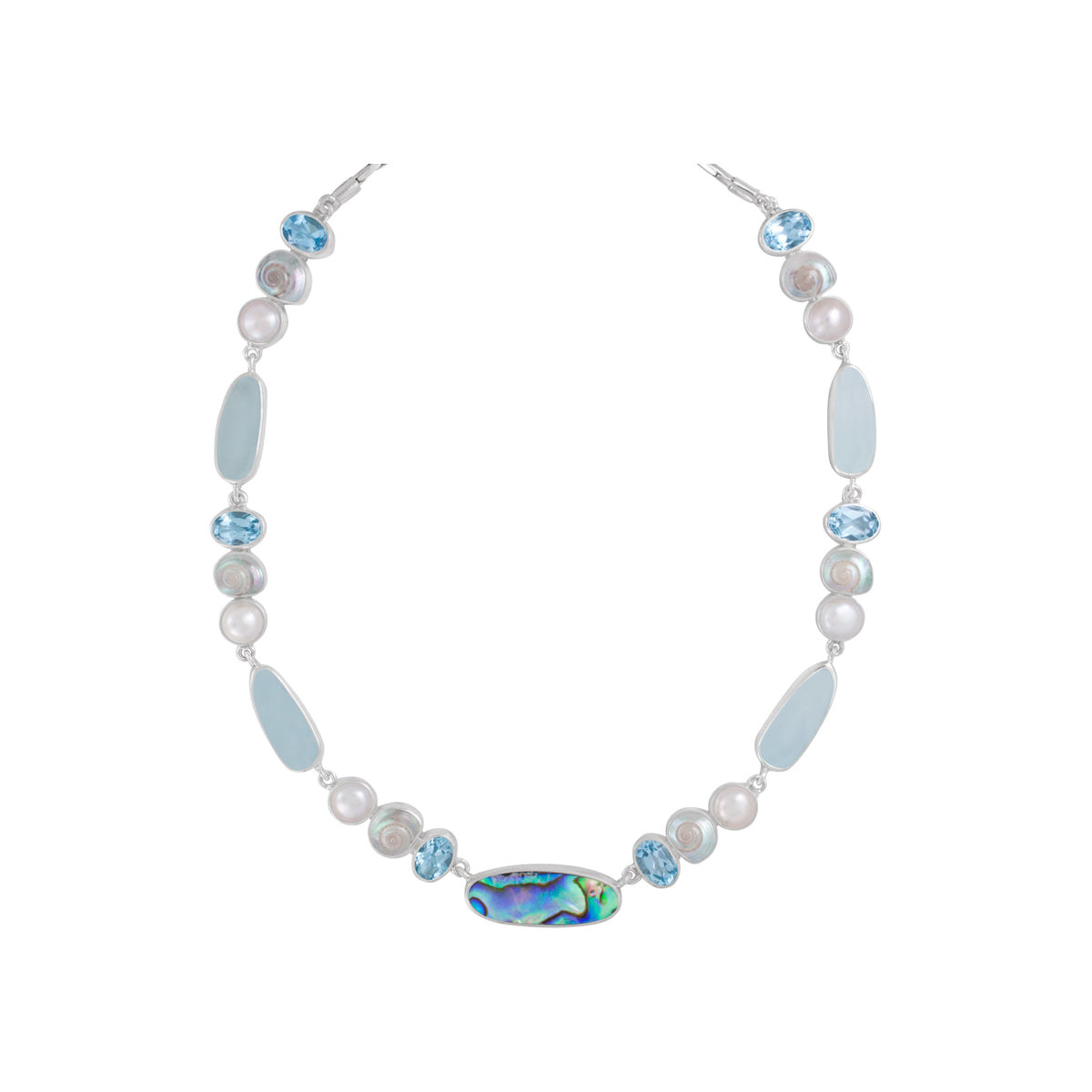 Stunning Nautilas Necklace with Paua Shell &amp; Sea Glass