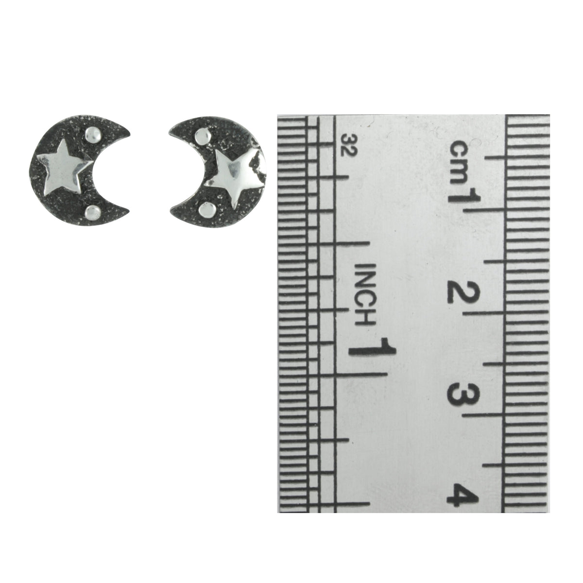 Moon Stud Earring With Silver