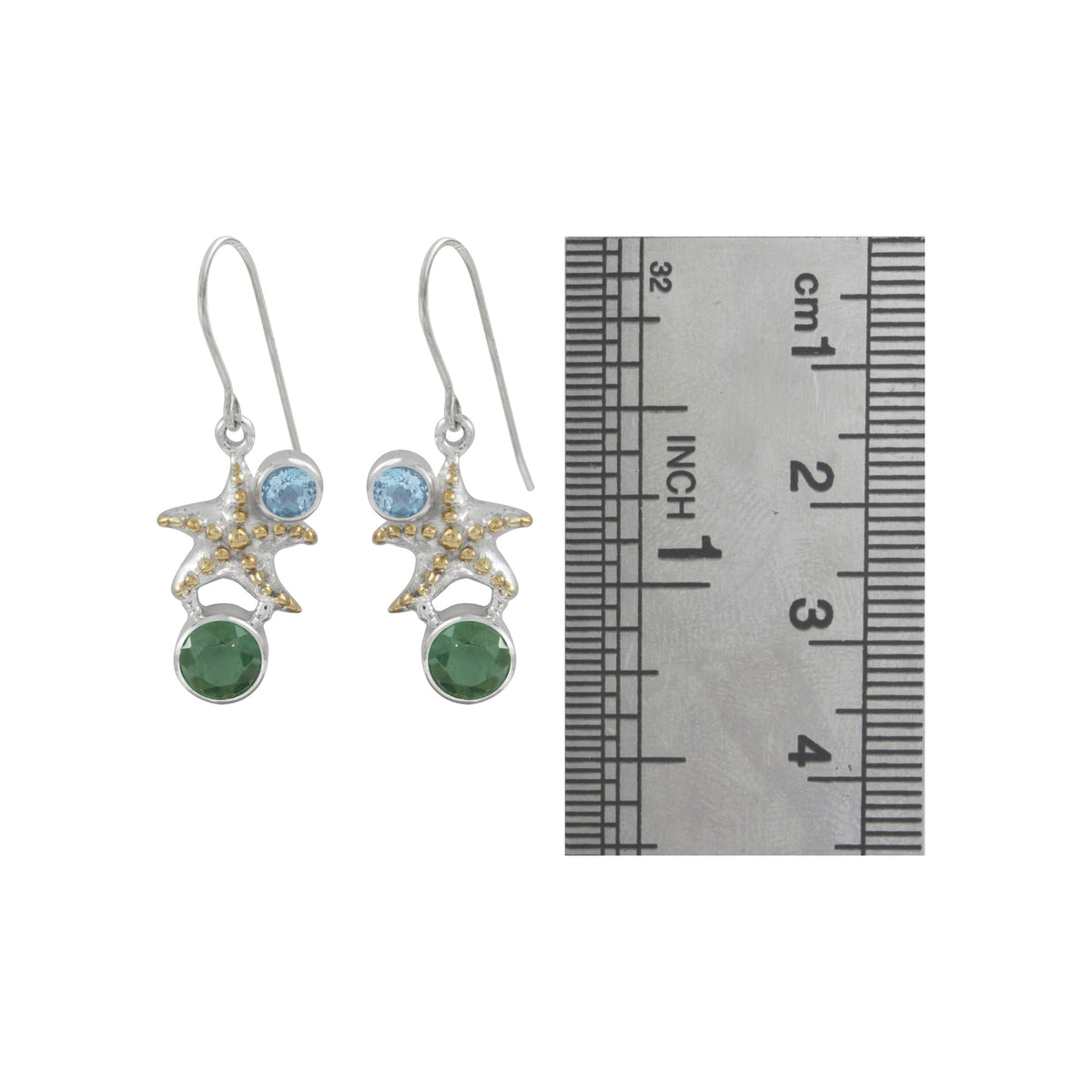 Exquisite Silver Starfish with Gemstones