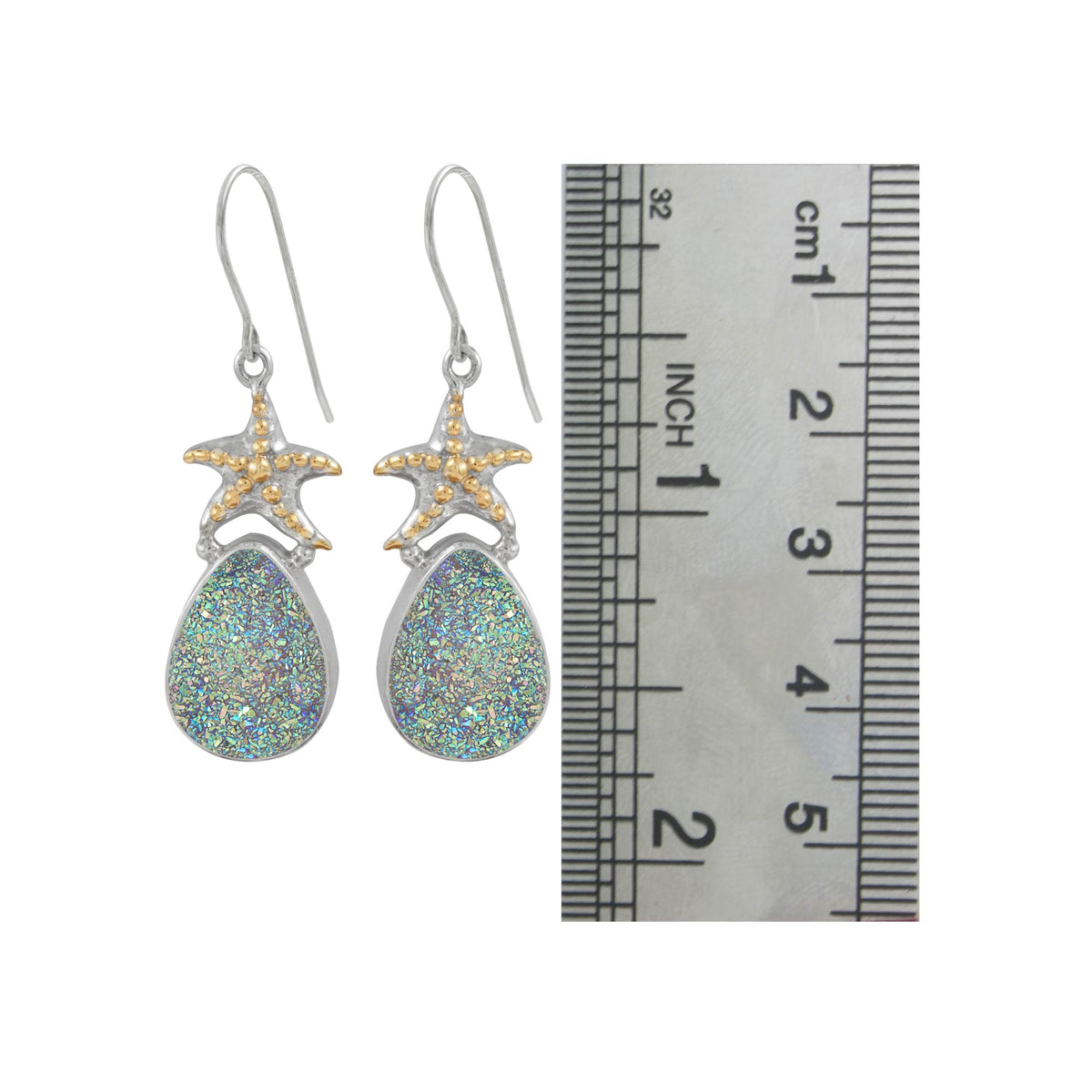 Silver Starfish Druze earring dazzling sparkle gives this Druzy earring a sensational shimmer