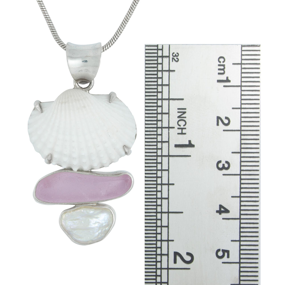 Gorgeous Lavender Sea Glass and Shell Pendant