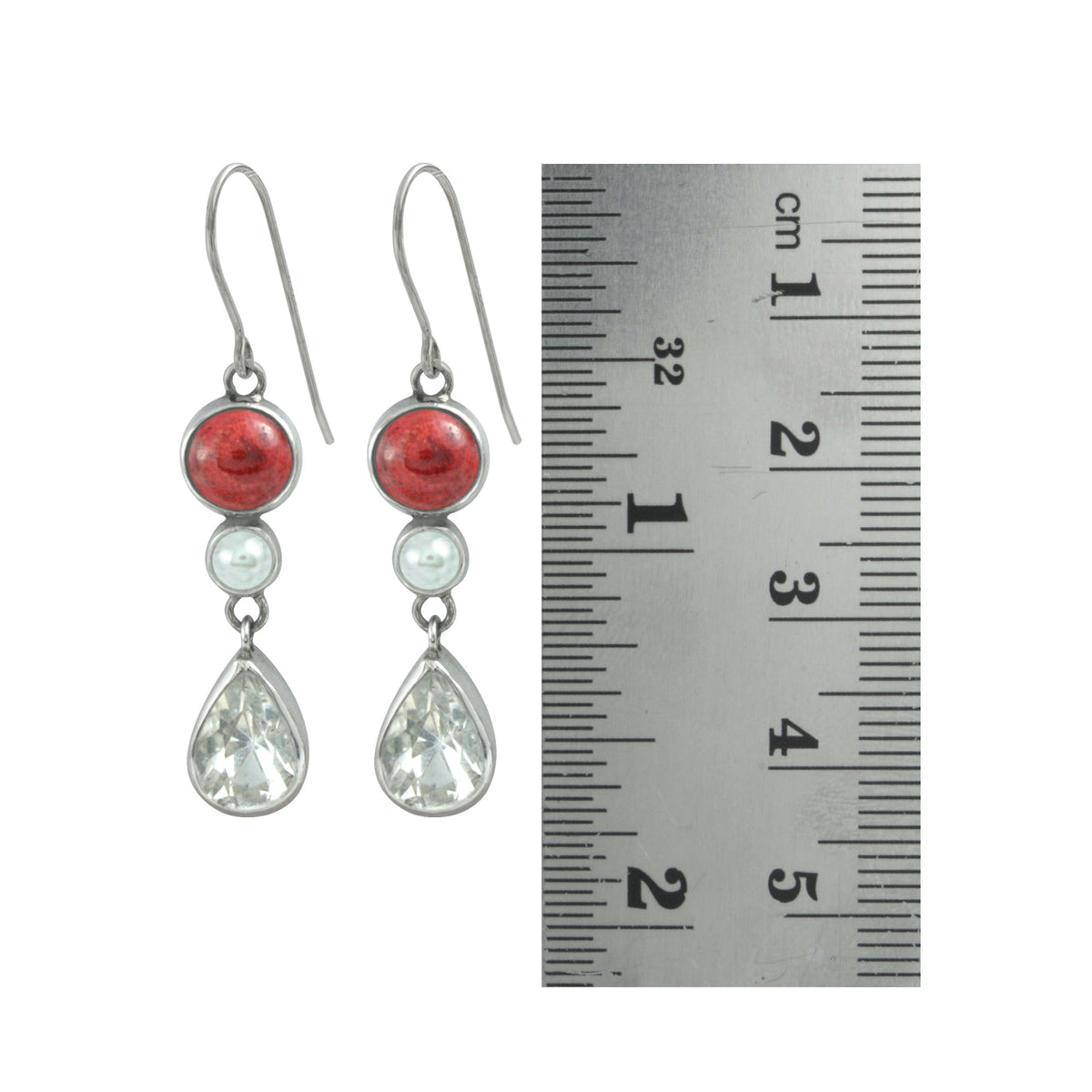 Get a little pizzazz in your life with these Coral, Pearl &amp; White Topaz earrings!