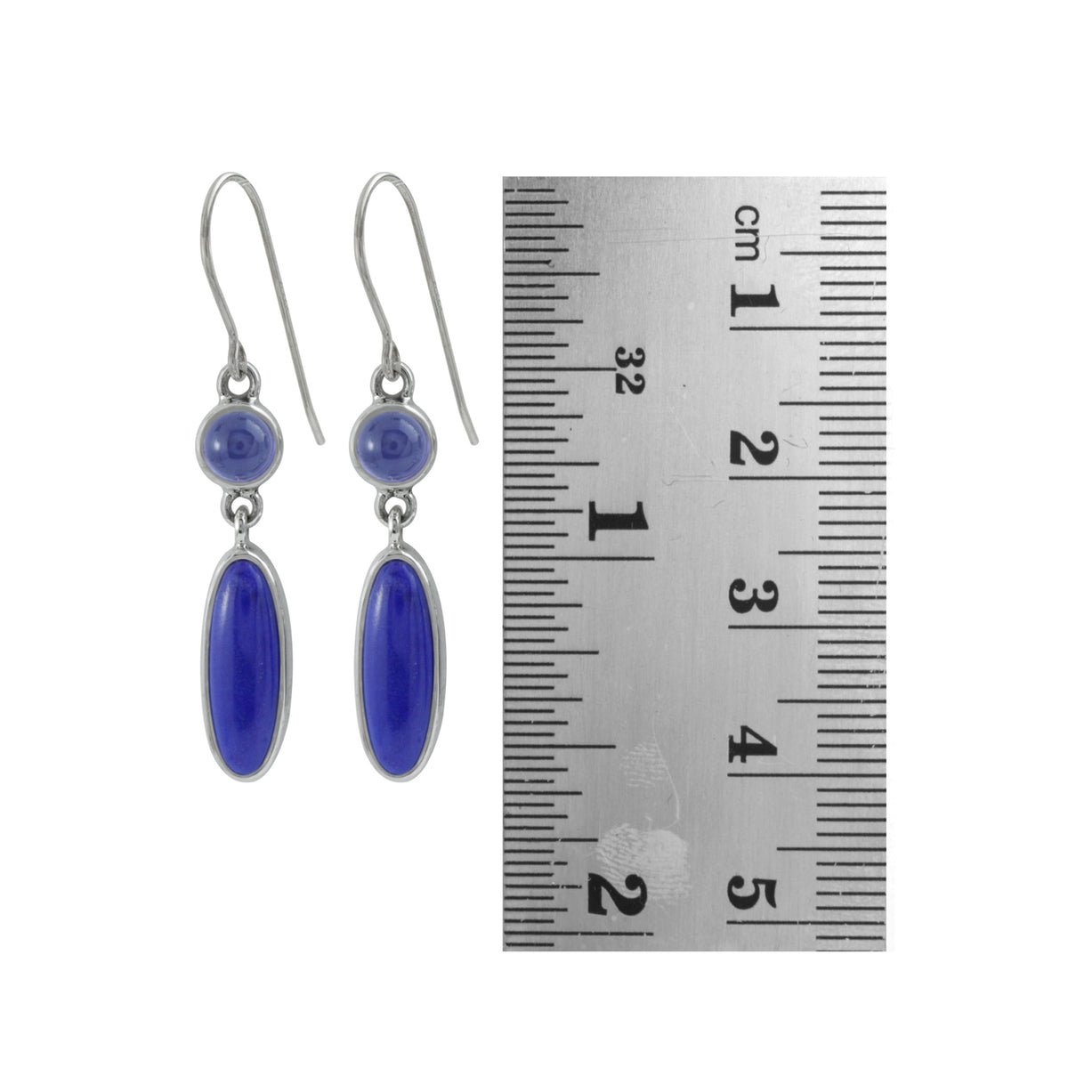 Simple yet Elegant Iolite And Lapis Silver Earrings.