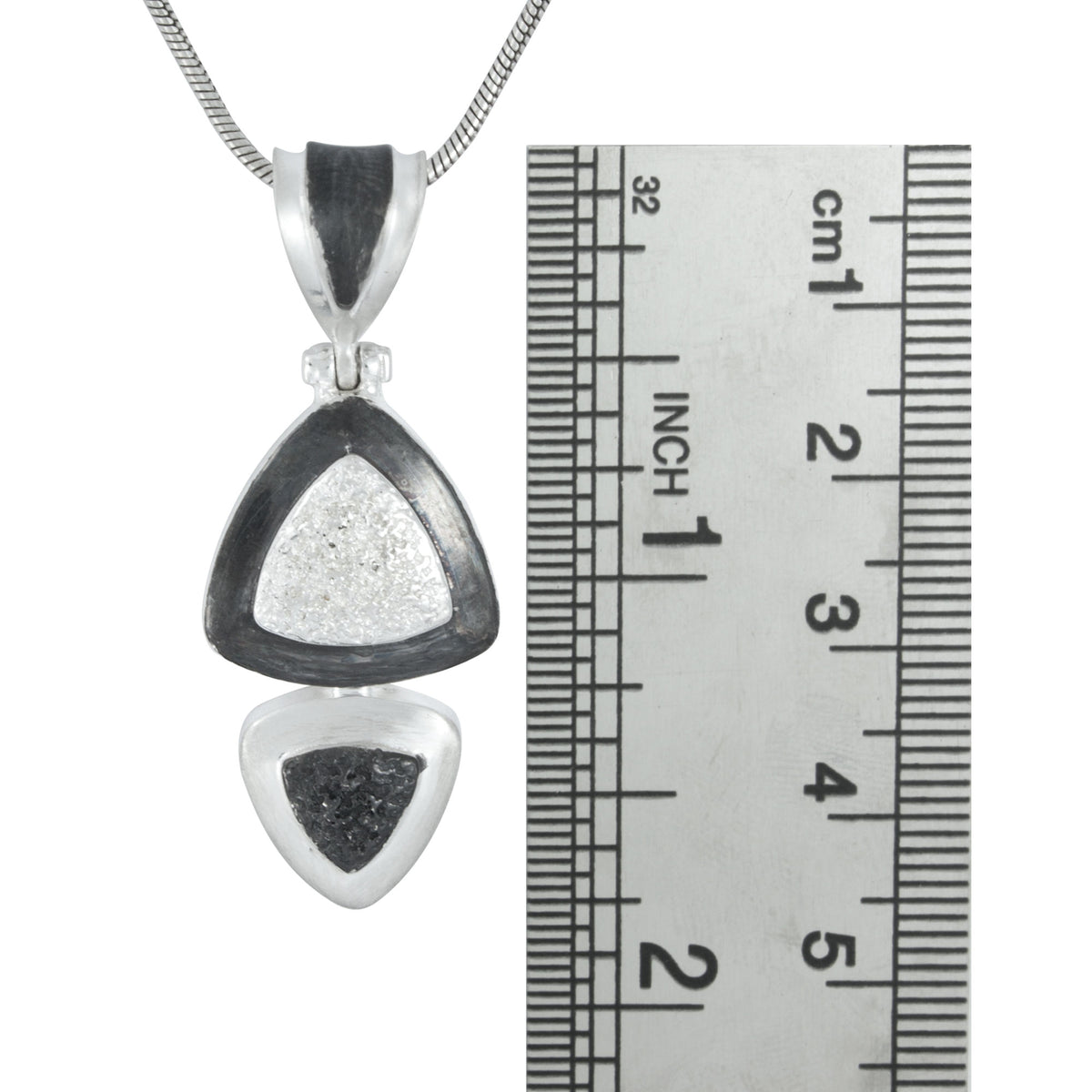 Silver Pendant With  2 Texture Component Triangle