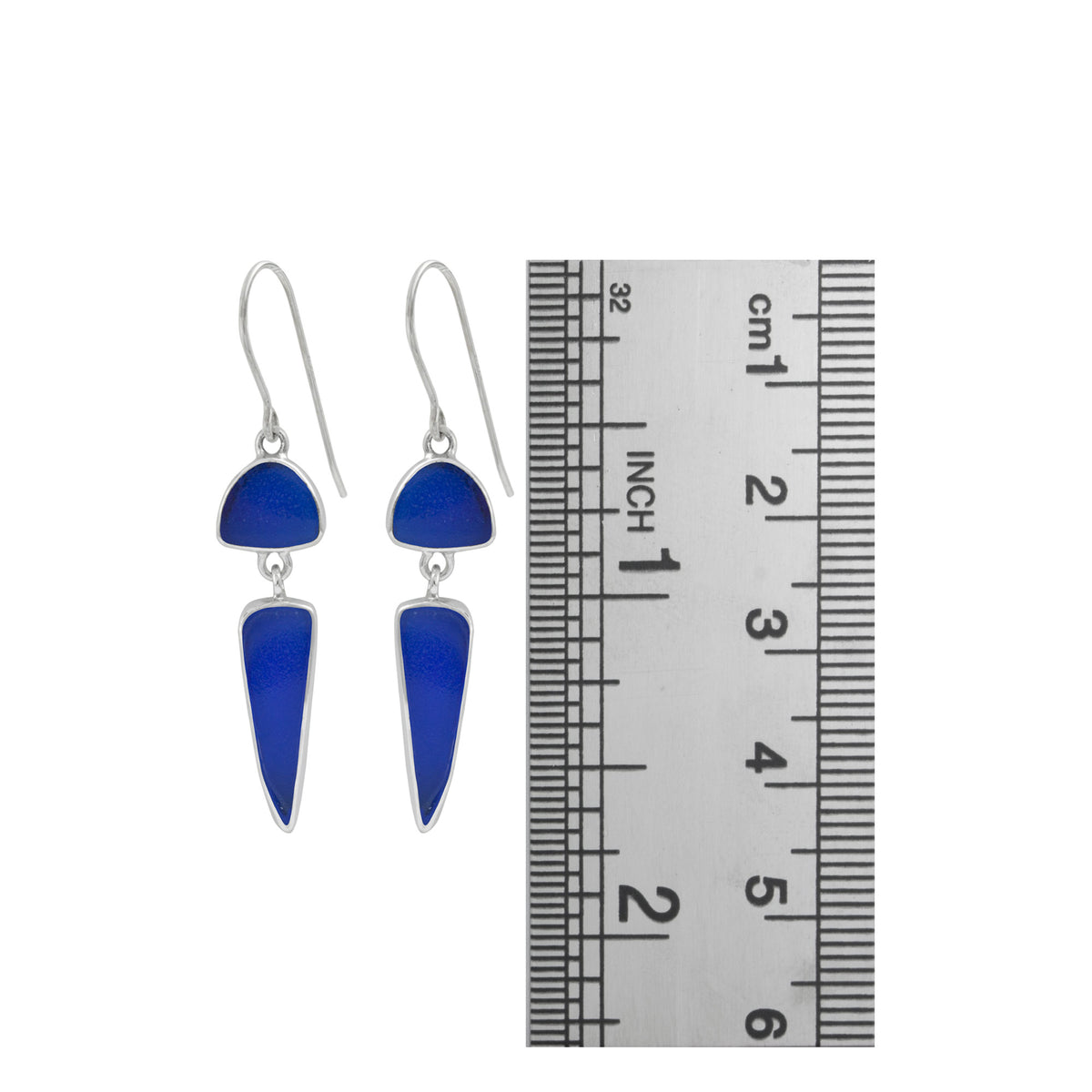 Silver Earring With Sea Glass Drop