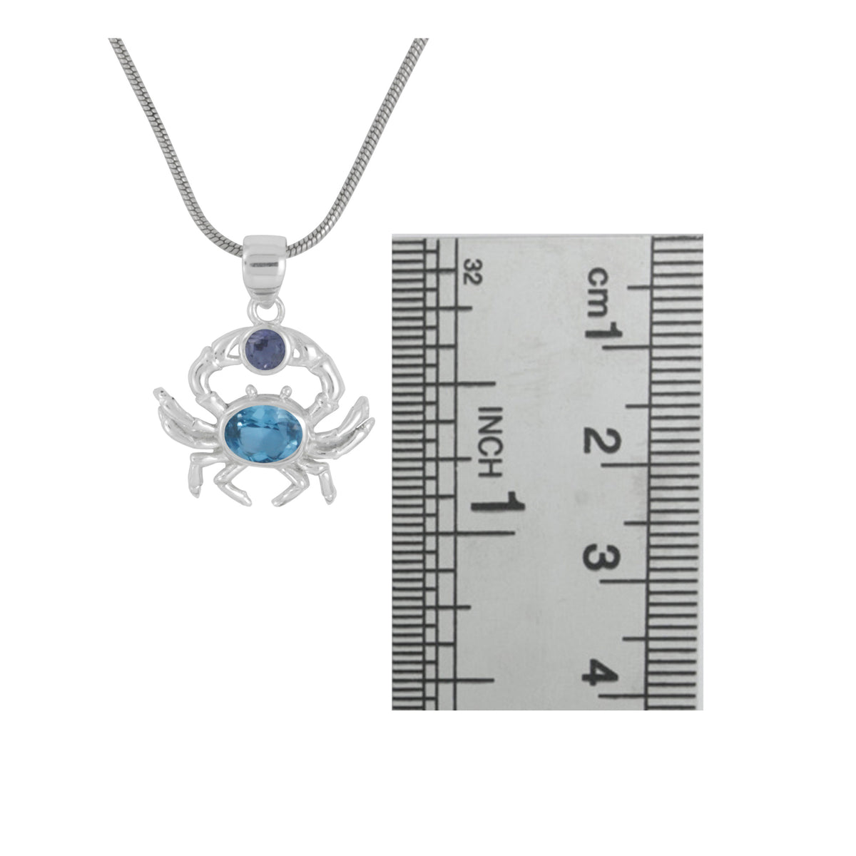 Silver Pendant With Crab Catches a gem stone !