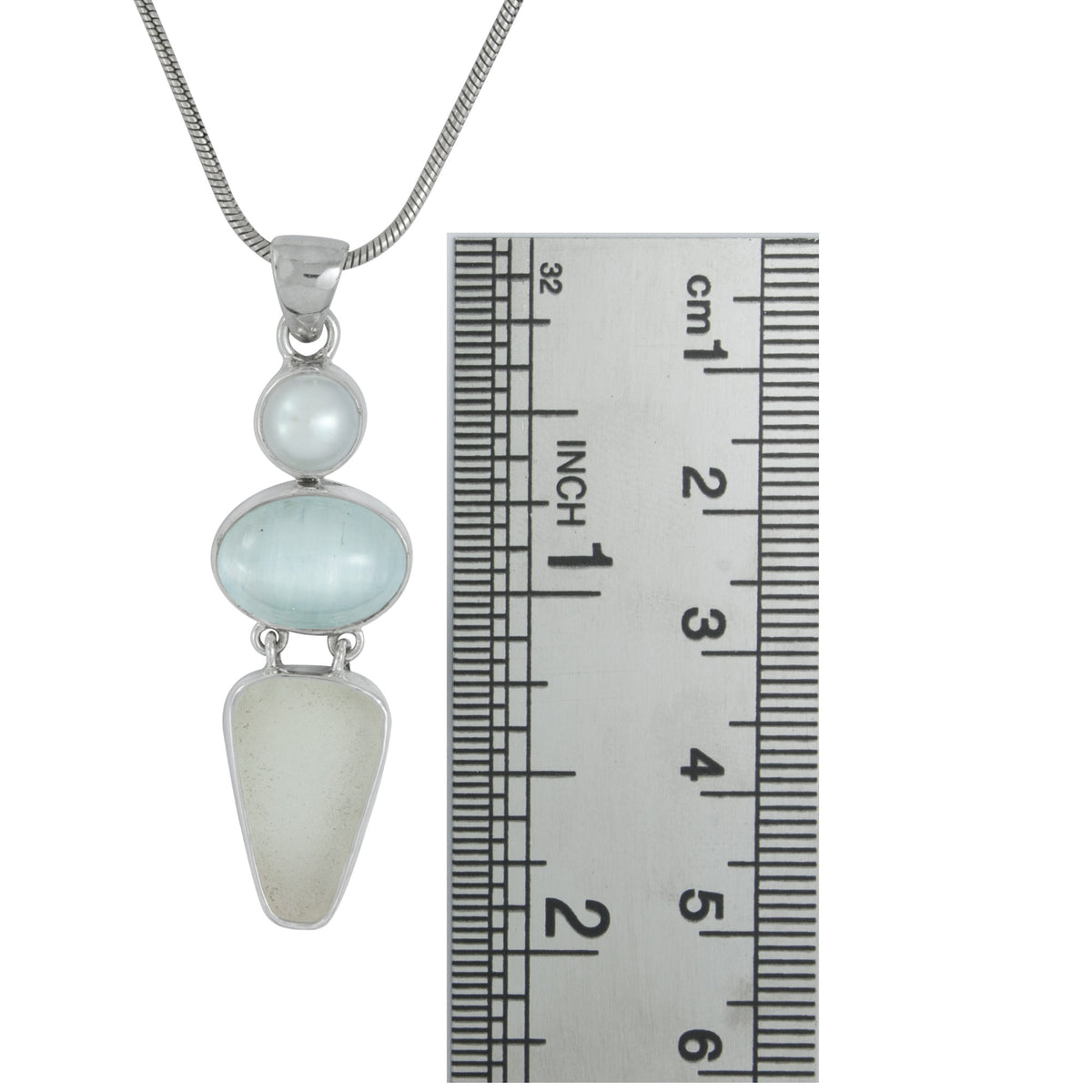 Gorgeous Sea Glass Pendant with Blue Selinite