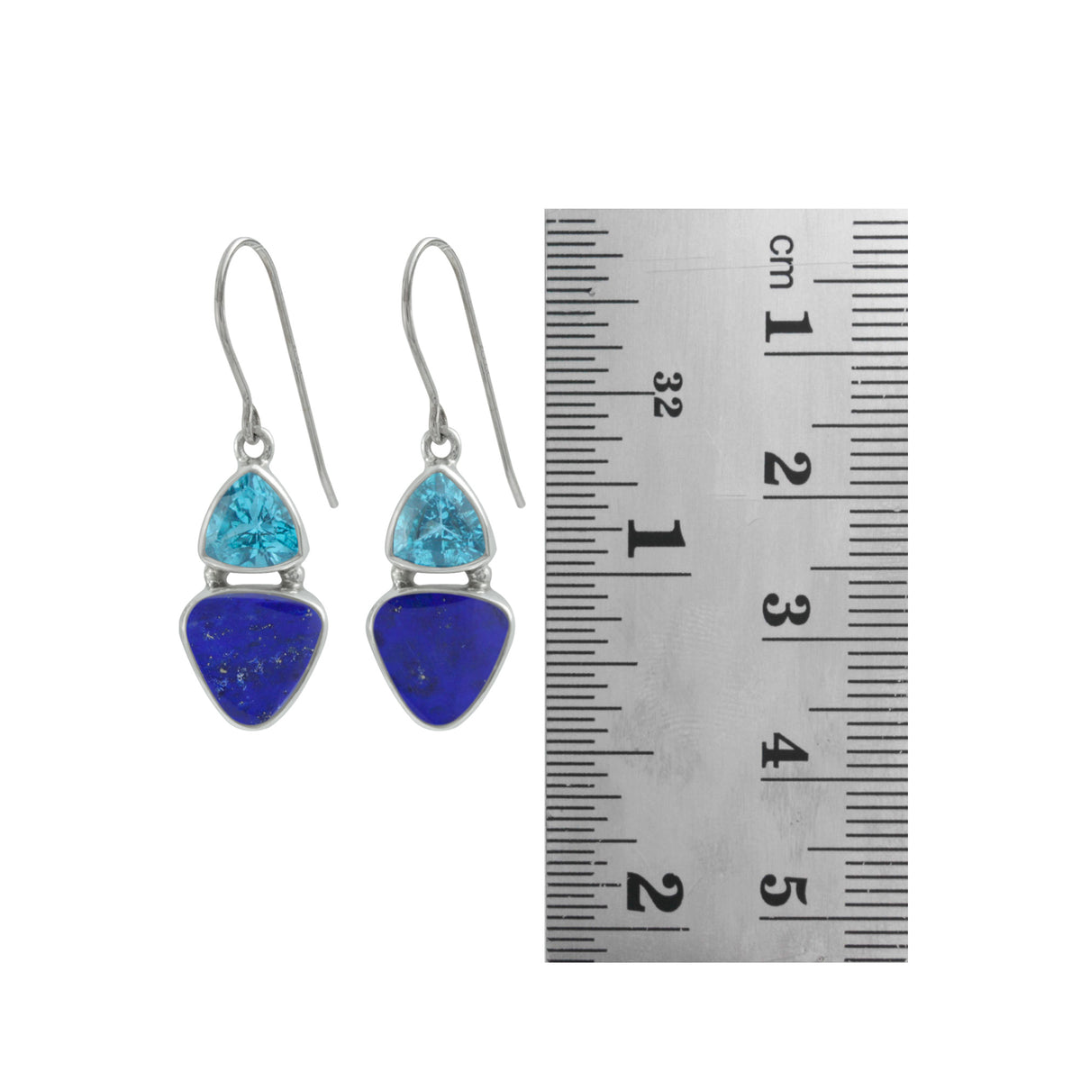 Silver Earring With Blue Topaz &amp; Lapis