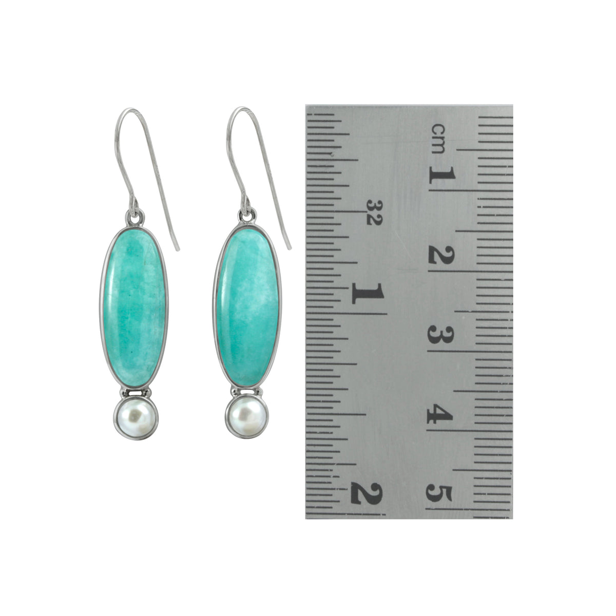 Simply elagant Amazonite and Pearl Silver  Earring.