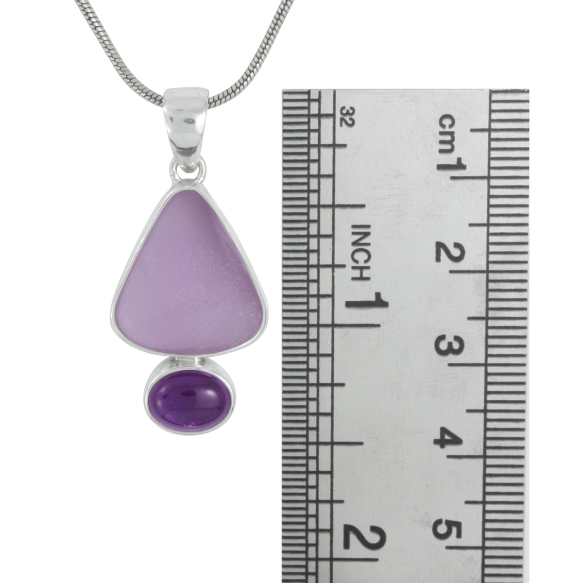 Gorgeous Lavander Seaglass Pendant with Amythyst