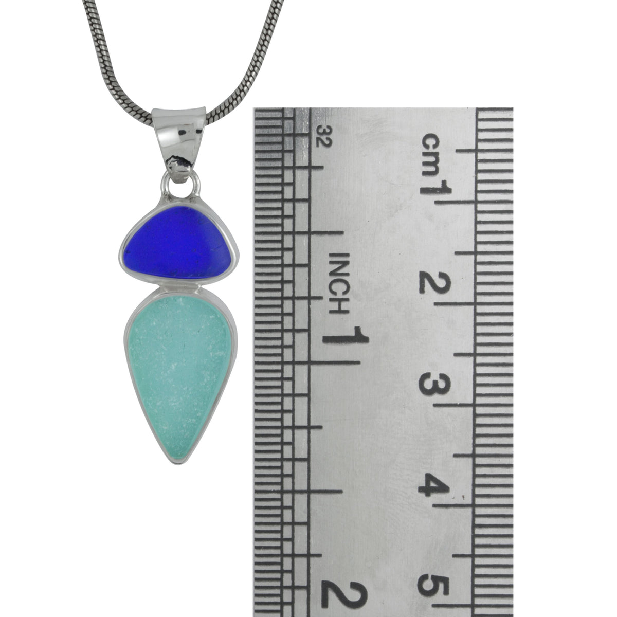 Simple Sea Glass Pendant in rich hues of blue