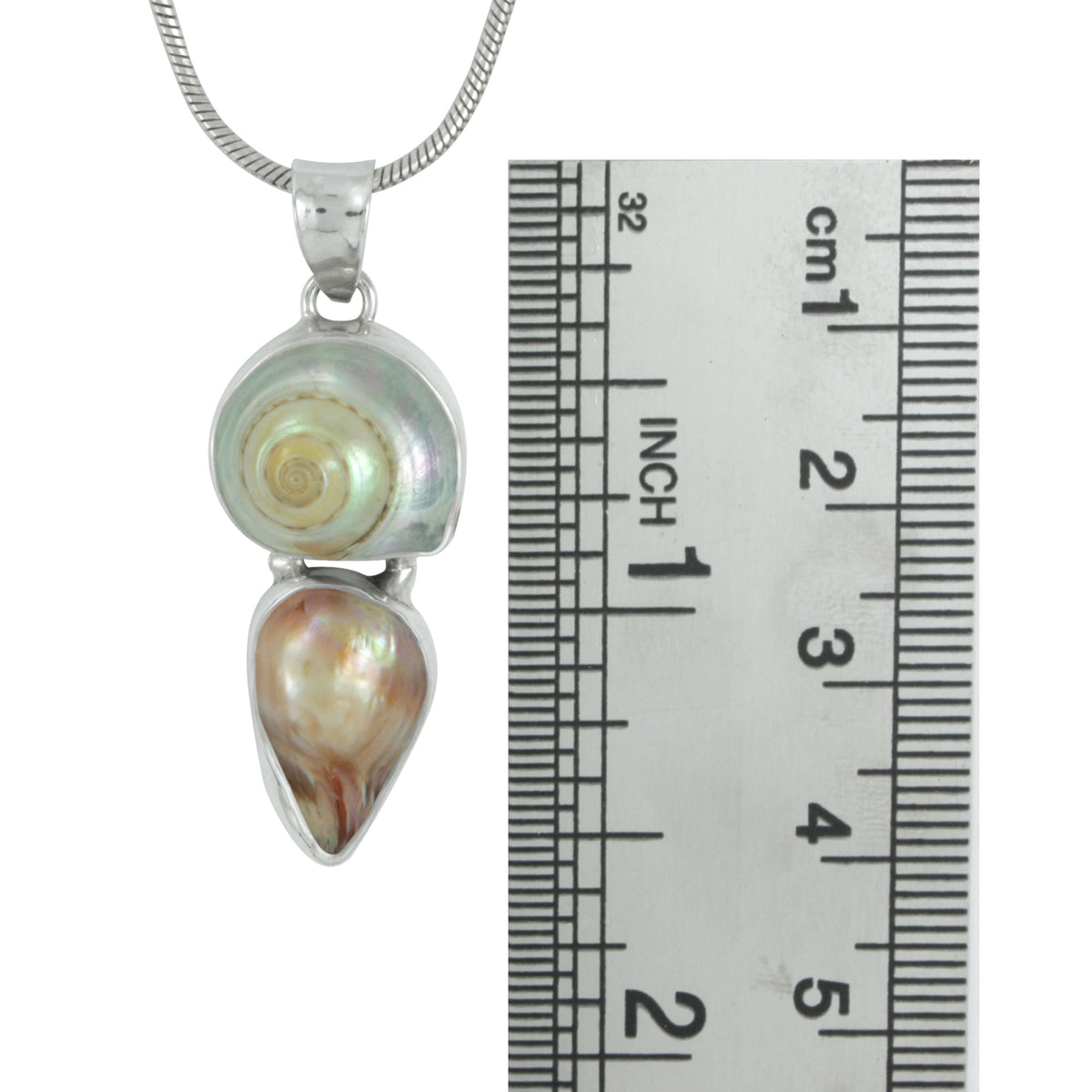 Silver Pendant With Shell Malabar Turbo &amp; Pearl Wongky Gold
