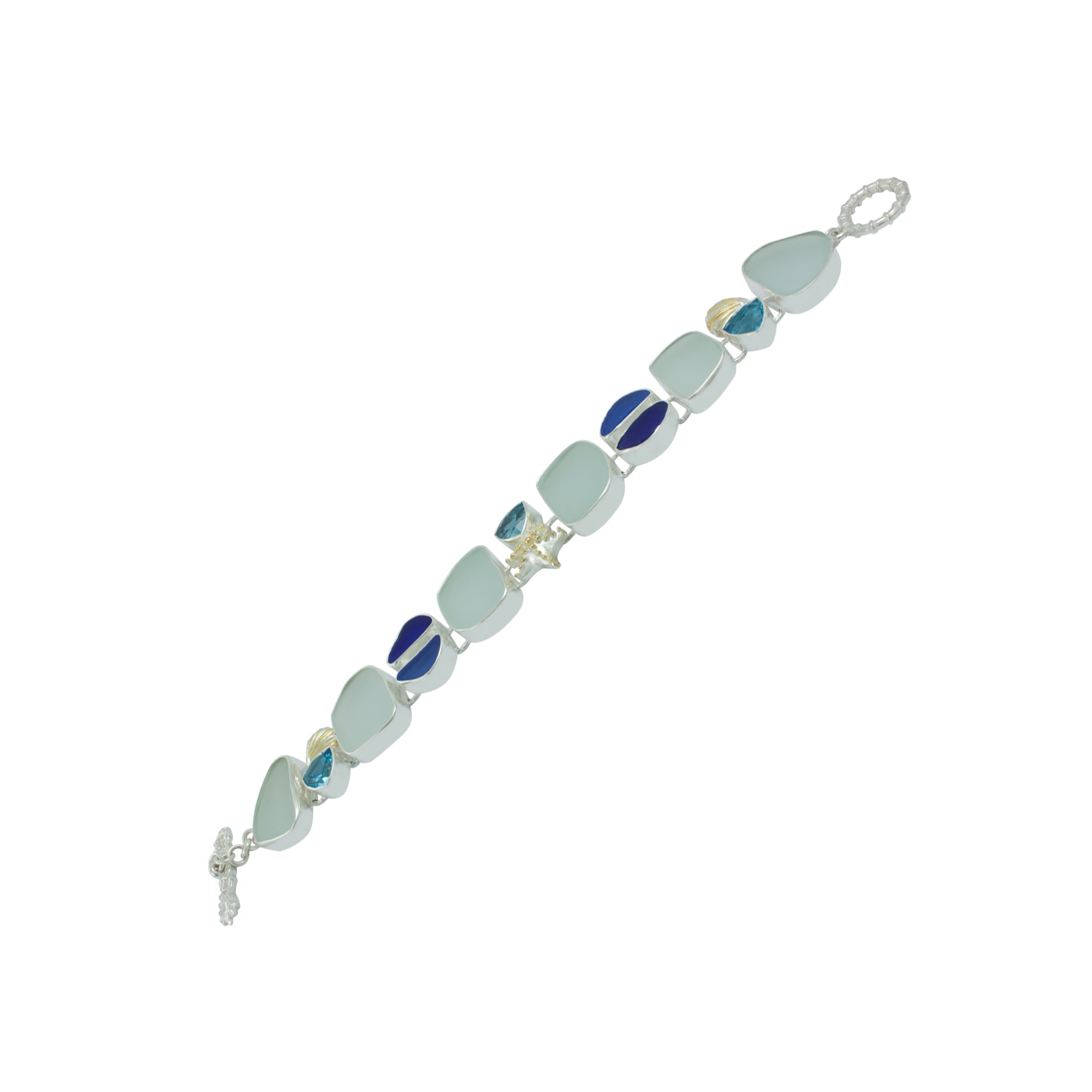 Exquisite Sea Glass bracelet with Sea life and gem stones..a must have !