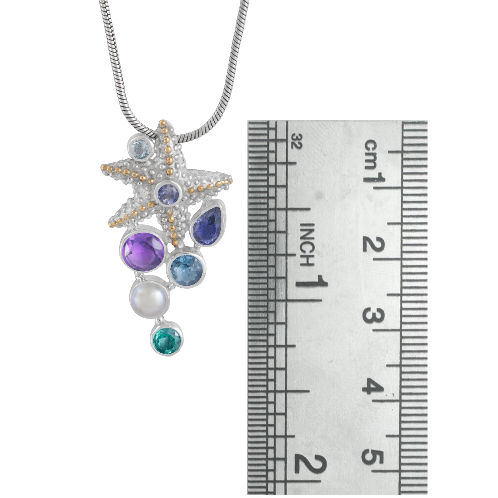 Sterling Silver Pendant Star Component With Multi Facet Stones