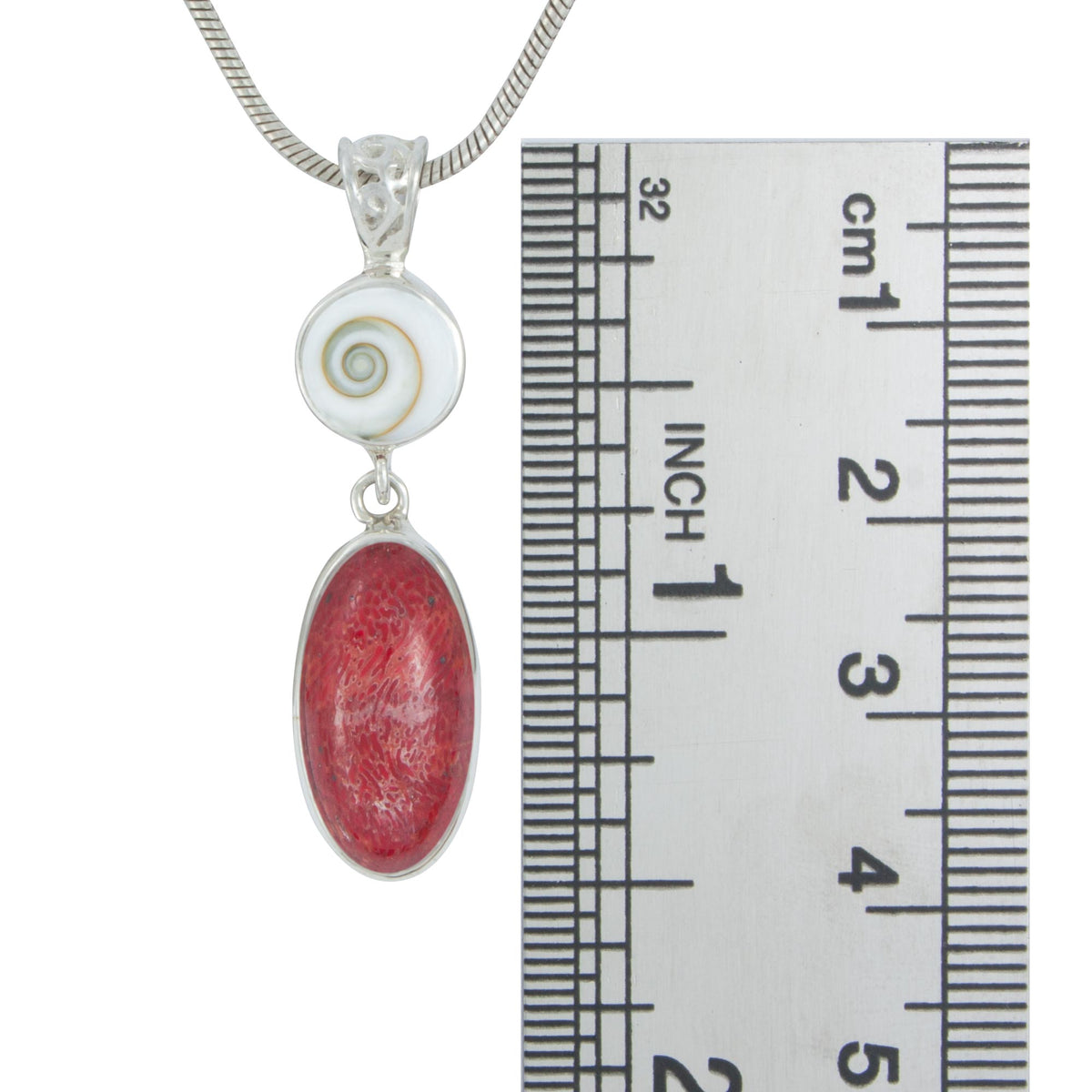 Red Coral and Eye of Shiva Pendant