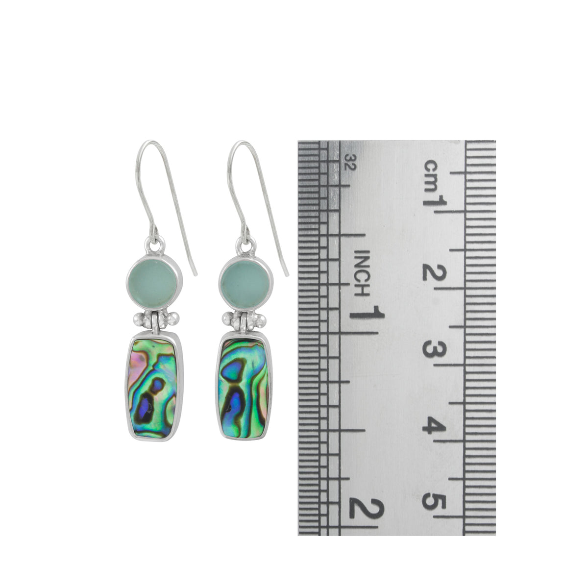 Paua Shell and Aqua Sea Glass Earring