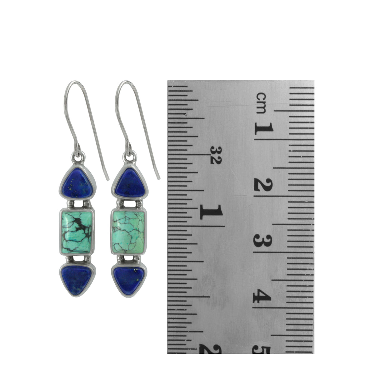 The Best of the Blues ! Turquoise and Lapis drop dead gorgeous earring!!