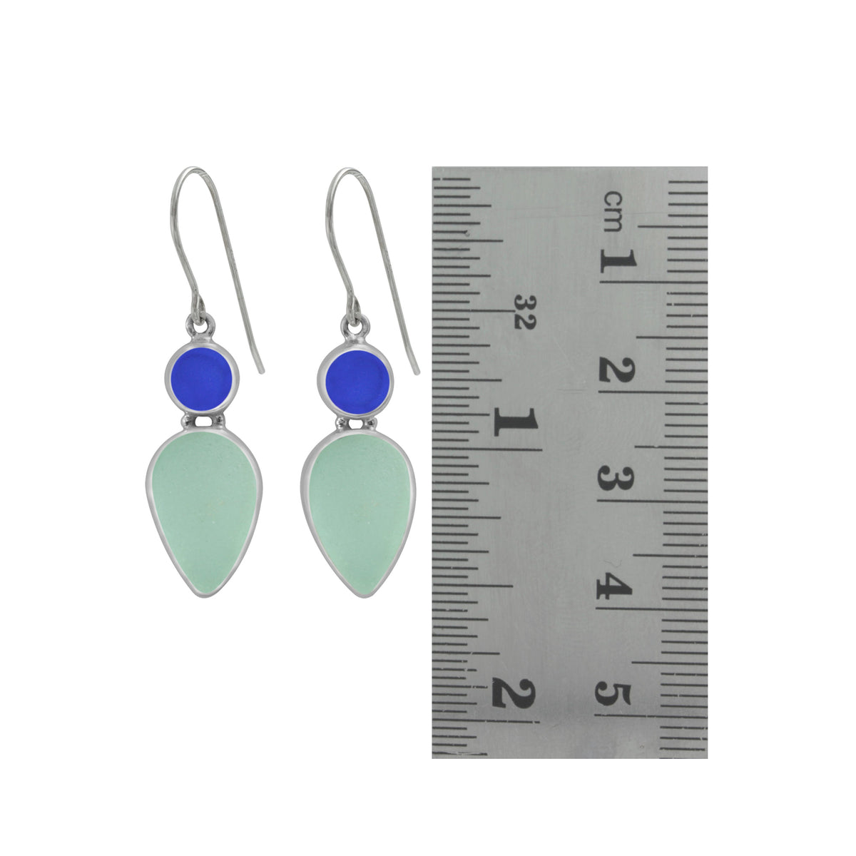 Stunning Aqua and Blue Sea Glass earring