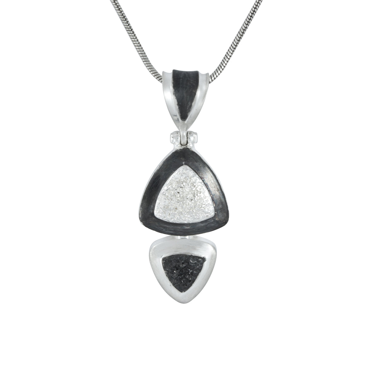 Silver Pendant With  2 Texture Component Triangle