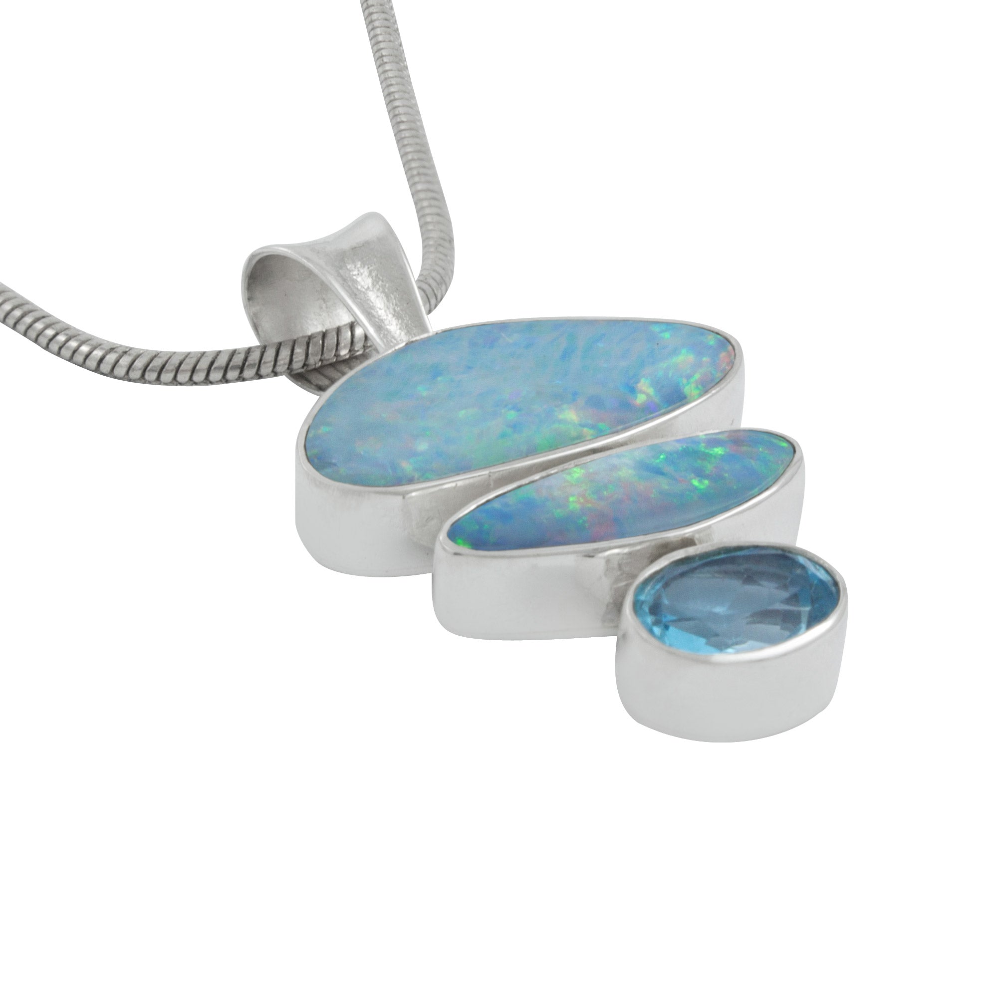 Gorgeous Opal Pendant with Blue Topaz