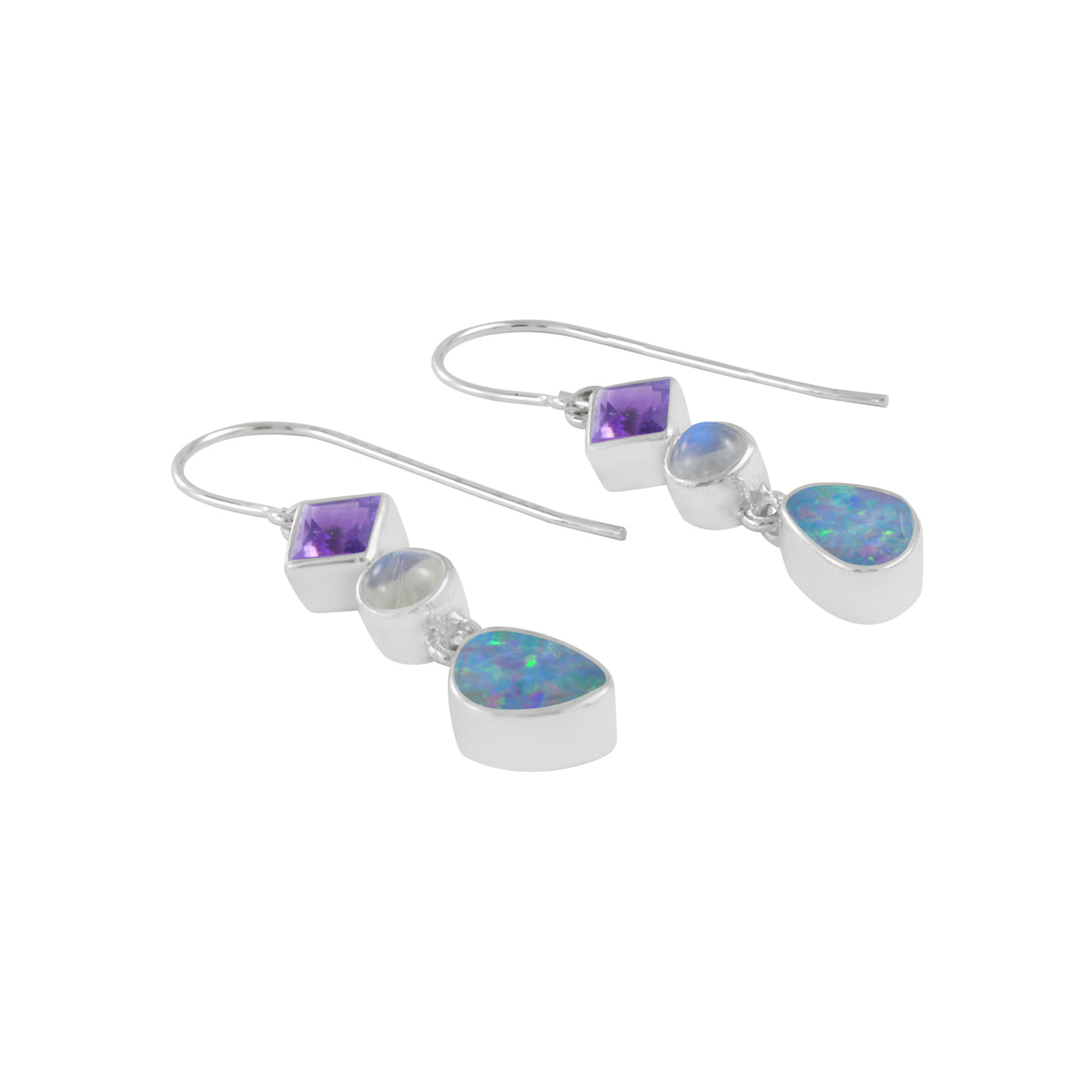 Simple &amp; Elagant Opal &amp; Amythyst Earring